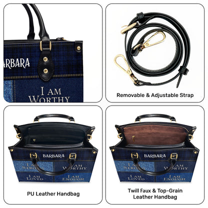 I Am Worthy - Personalized Leather Handbag GMJSLB200043