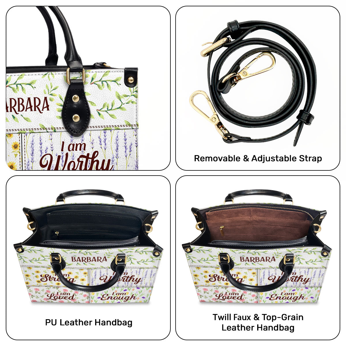 I Am Enough - Personalized Leather Handbag - Gift for Women GMJSLB200040