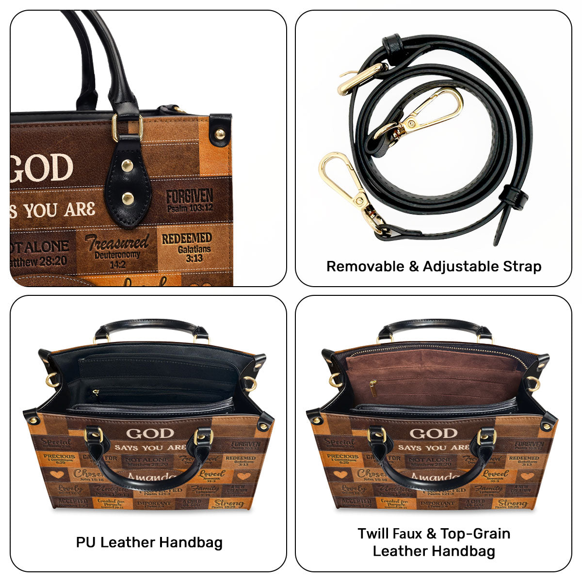 God Says I Am - Personalized Leather Handbag - Gift For Her GMJSLB200035