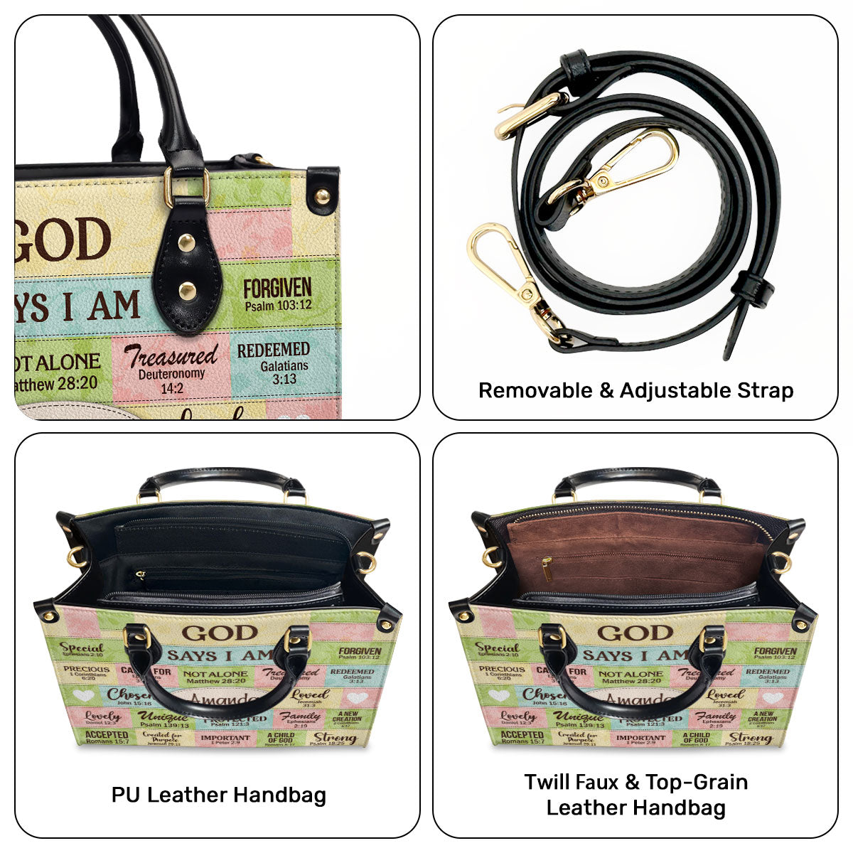 God Says I Am - Personalized Leather Handbag - Christian Faith Gift GMJSLB200034