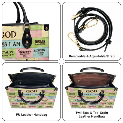 God Says I Am - Personalized Leather Handbag - Christian Faith Gift GMJSLB200034