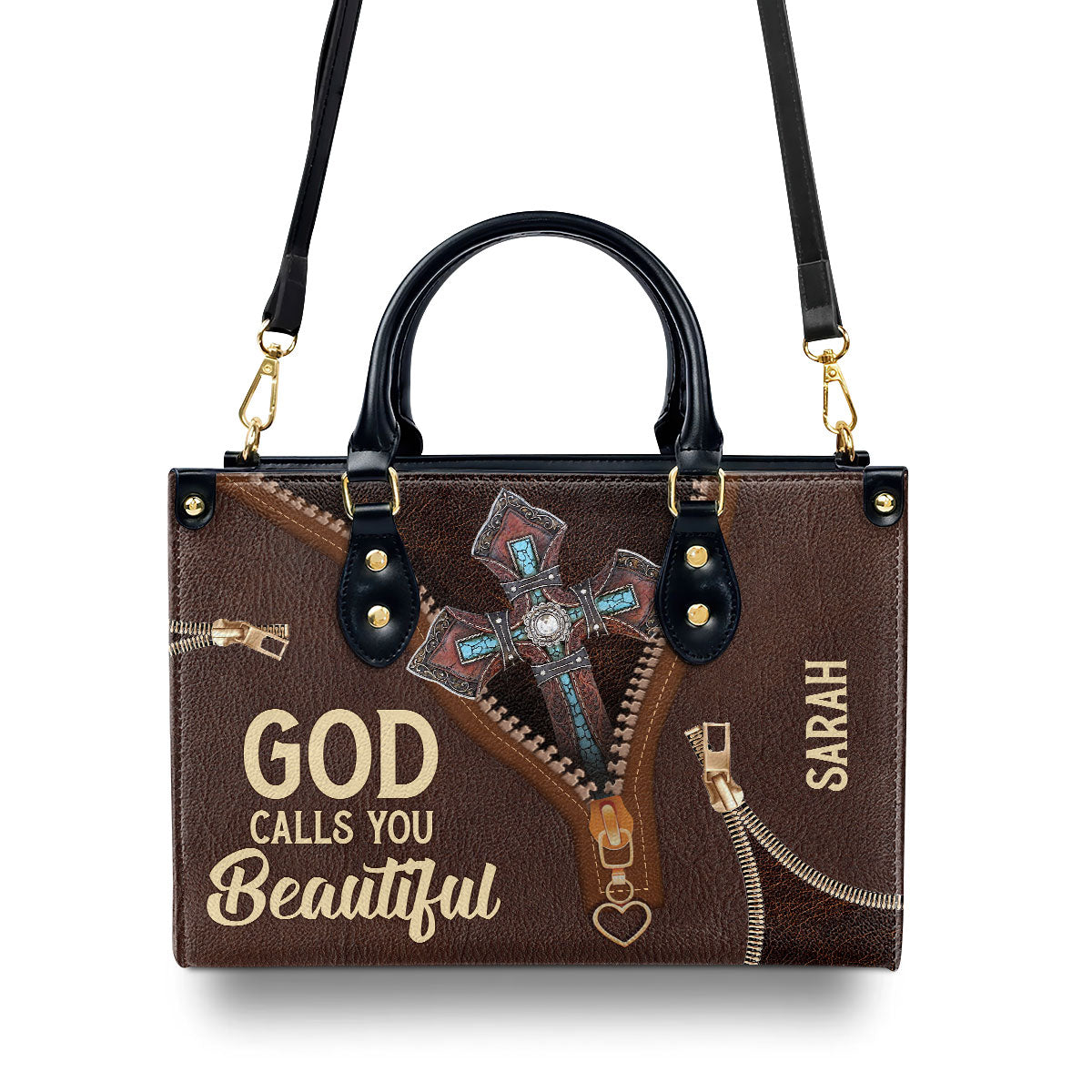 God Calls You Beautiful - Personalized Leather Handbag GMJSLB200100