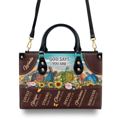 God Says You Are Lovely - Personalized Leather Handbag GMJSLB200098
