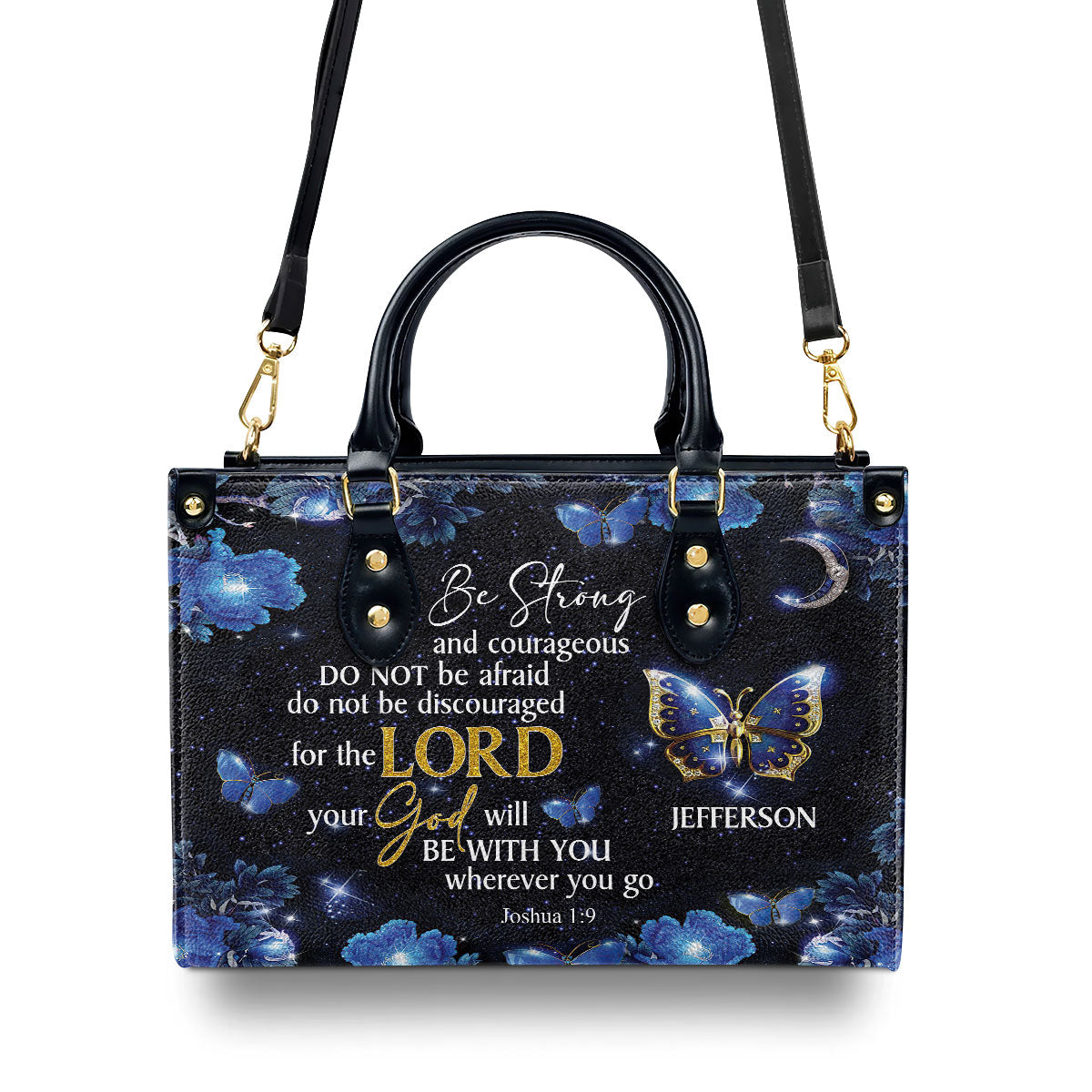 Be Strong And Courageous - Personalized Leather Handbag GMJSLB200086