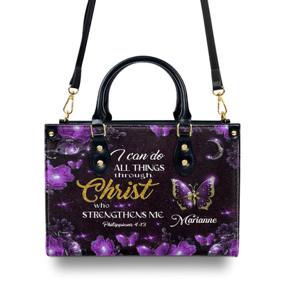 Philippians 4:13 - Personalized Leather Handbag GMJSLB200102