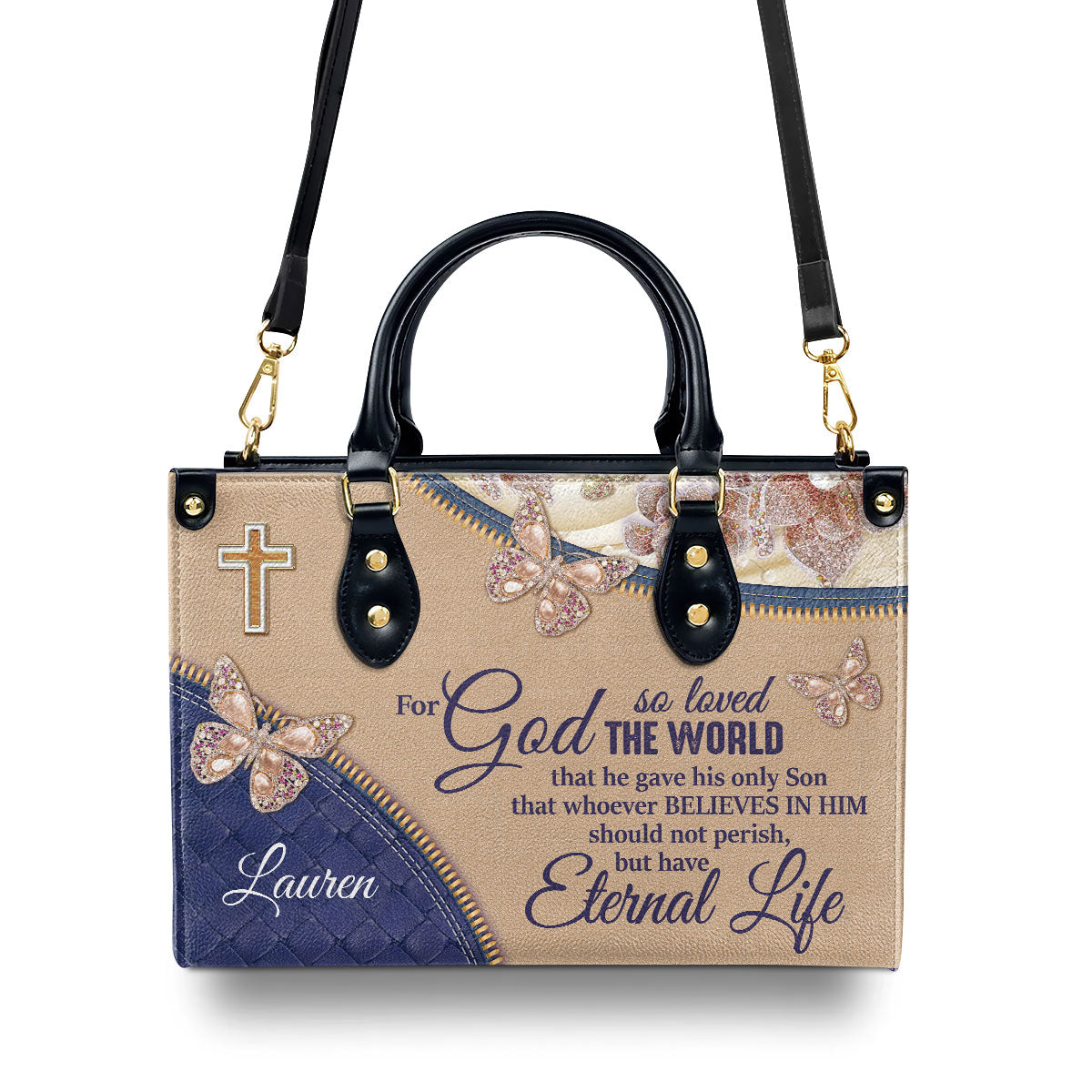 For God So Loved The World - Personalized Leather Handbag - Gift For Her GMJSLB200102