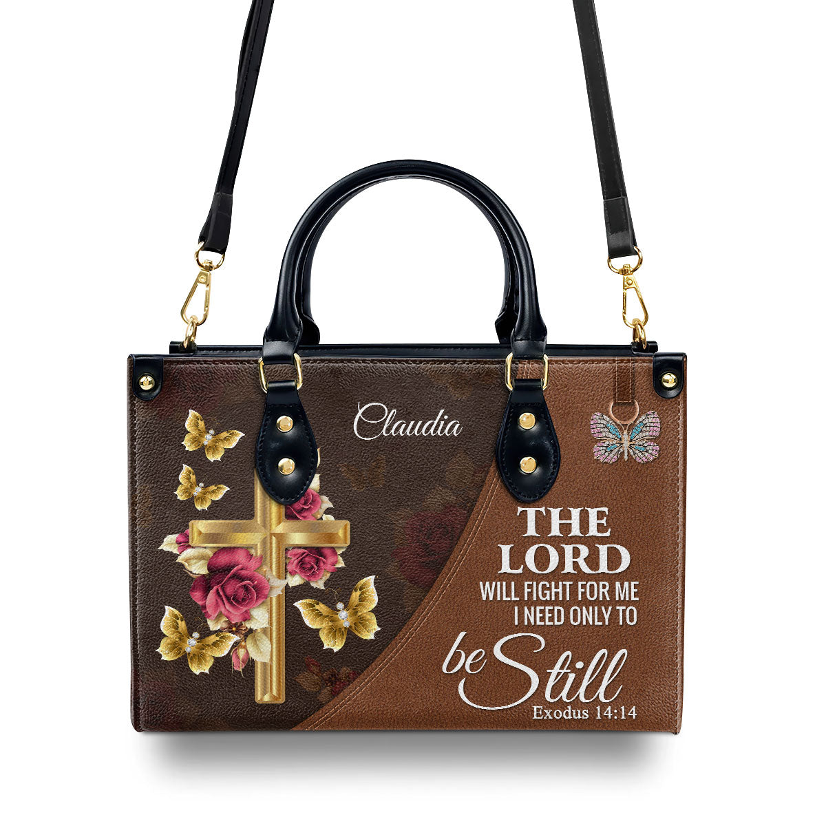 The Lord Will Fight For Me - Personalized Leather Handbag GMJSLB200096