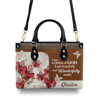 I Am A Child Of God Quote - Personalized Leather Handbag GMJSLB200109