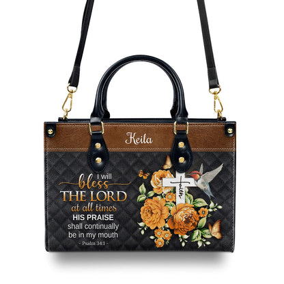 I Will Bless The Lord At All Times - Personalized Leather Handbag GMJSLB200082