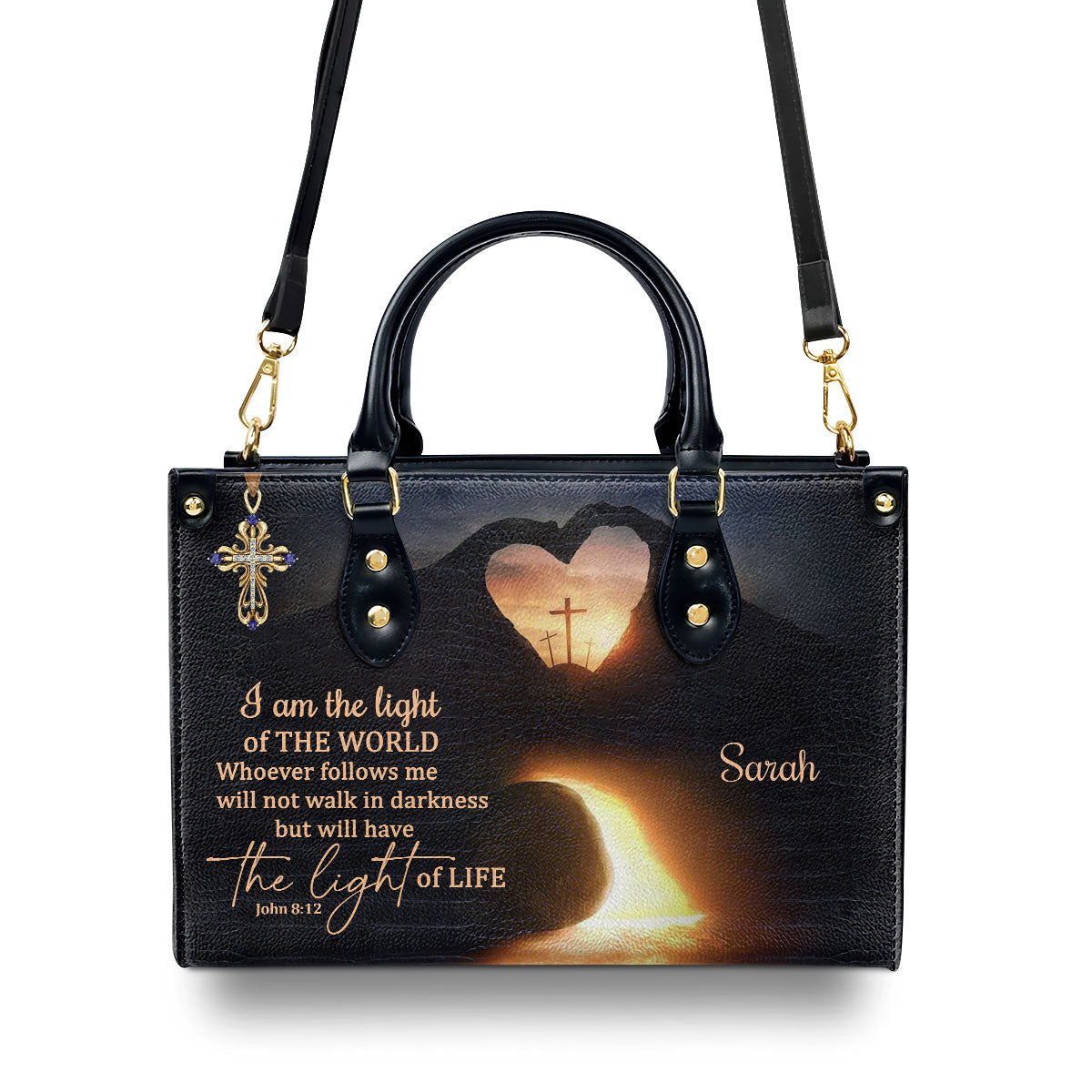 I Am The Light Of The World - Personalized Leather Handbag GMJSLB200113