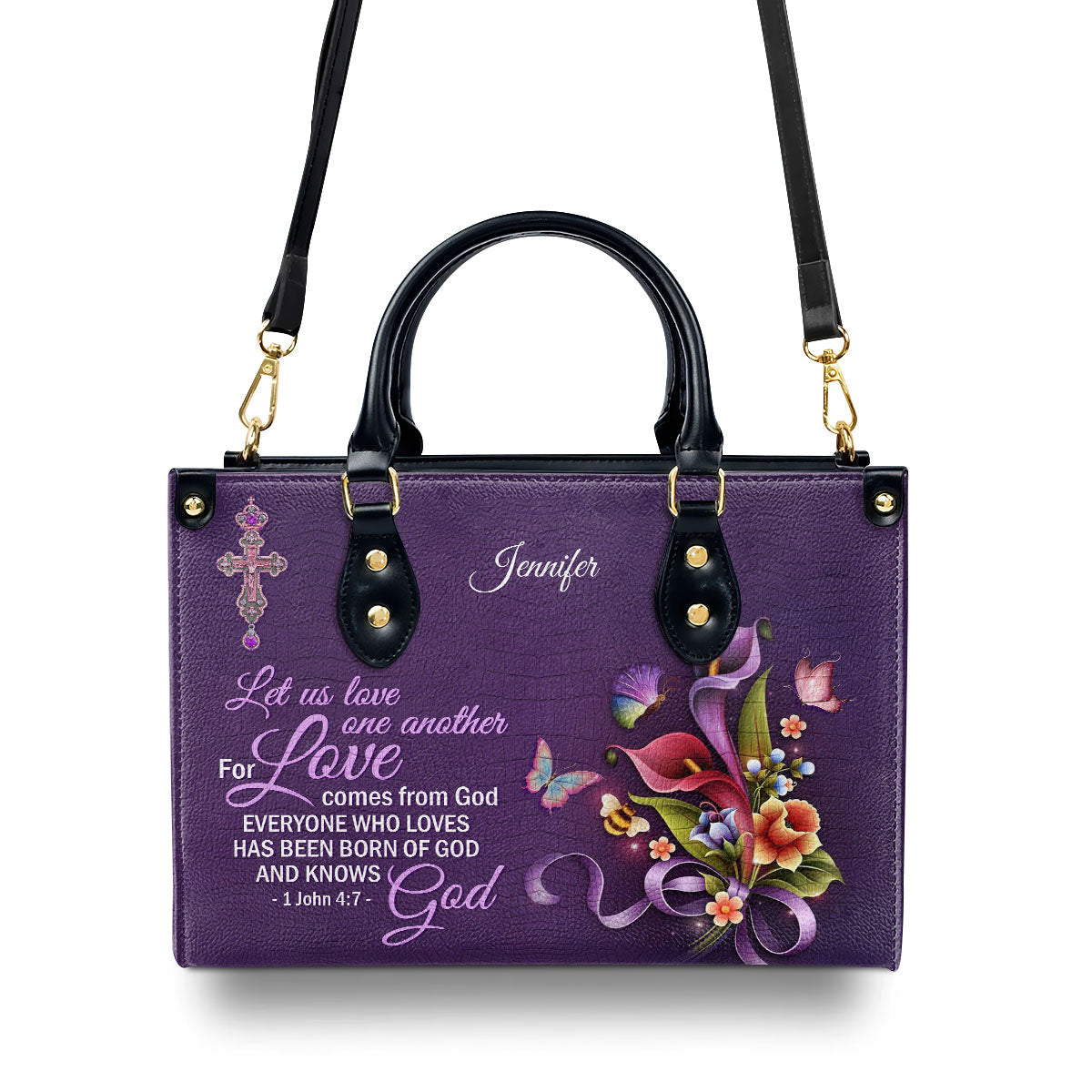 Everyone Who Loves Has Been Born Of God - Personalized Leather Handbag GMJSLB200079