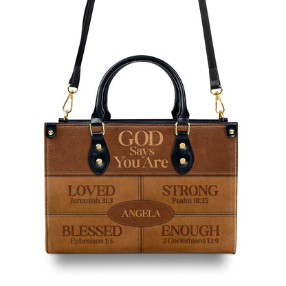 God Says I Am - Personalized Leather Handbag - Christian Faithful Accessories GMJSLB200038