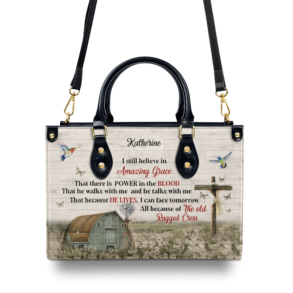 Faith Quote - Personalized Leather Handbag GMJSLB200094