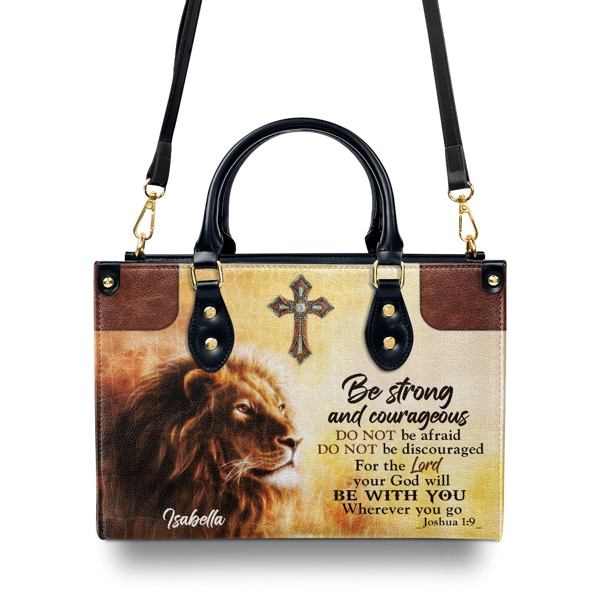 Be Strong And Courageous - Personalized Leather Handbag GMJSLB200079