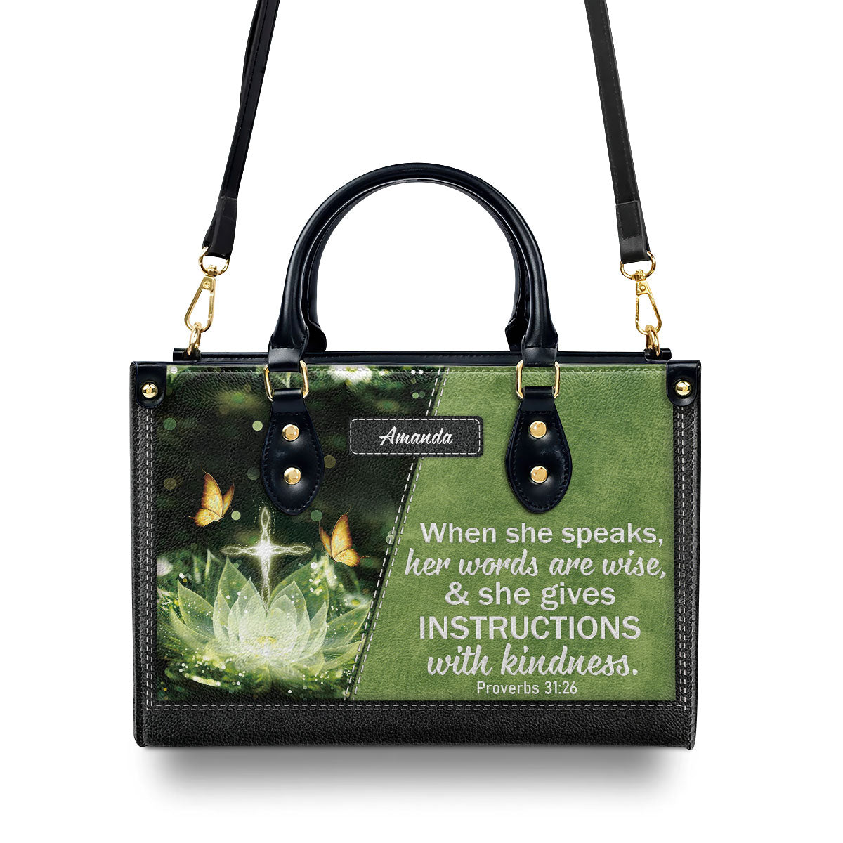 When She Speaks, Her Words Are - Personalized Leather Handbag GMJSLB200083
