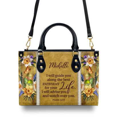 I Will Advise You And Watch Over You - Personalized Leather Handbag GMJSLB200089