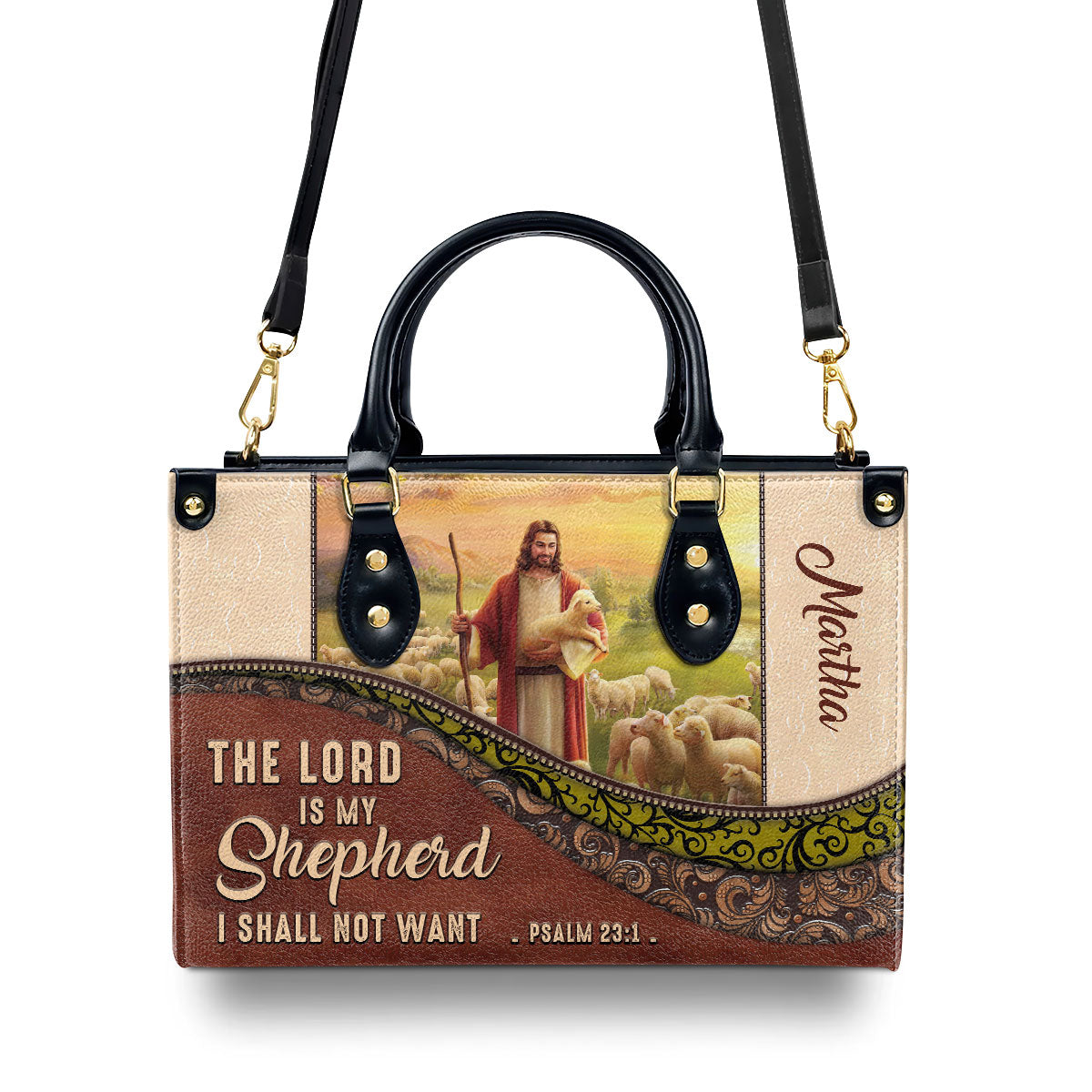 The Lord Is My Shepherd - Personalized Leather Handbag GMJSLB200088