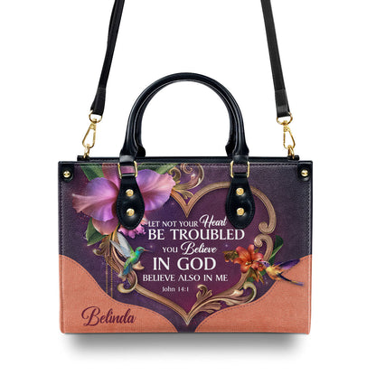 Let Not Your Heart Be Troubled - Personalized Leather Handbag GMJSLB200087