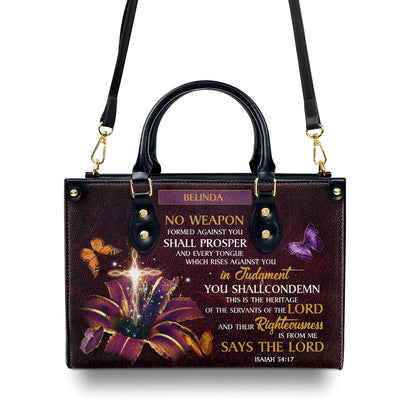 No Weapon Shall Prosper - Personalized Leather Handbag GMJSLB200080