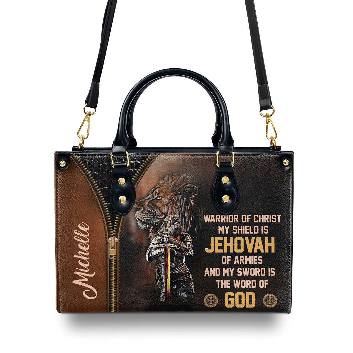 Warrior Of Christ - Personalized Leather Handbag GMJSLB200081