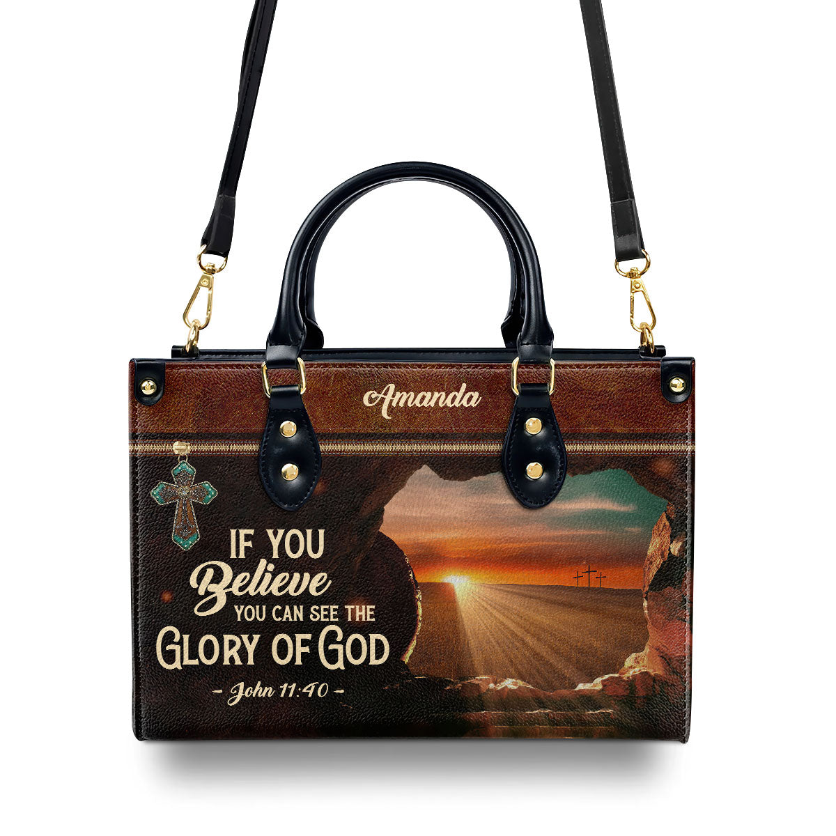 Faith Quote - Personalized Leather Handbag GMJSLB200105