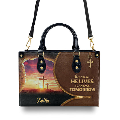 Because He Lives - Personalized Leather Handbag for Women GMJSLB200091