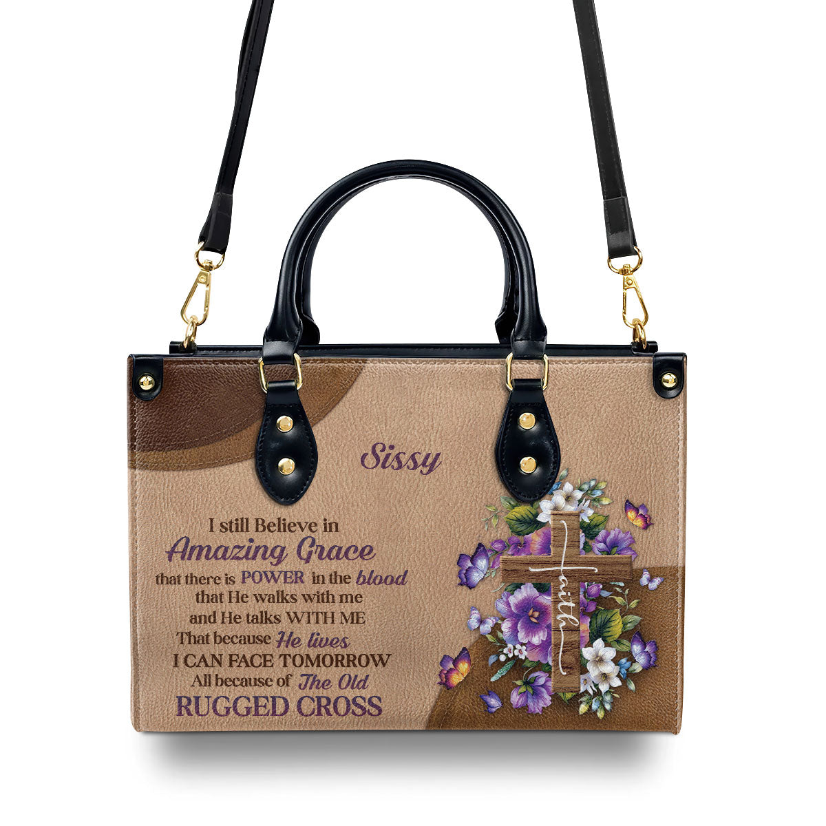 Faith-Inspired - Personalized Floral Leather Handbag GMJSLB200089