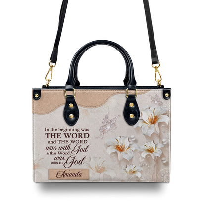In The Beginning Was The Word - Personalized Leather Handbag GMJSLB200106