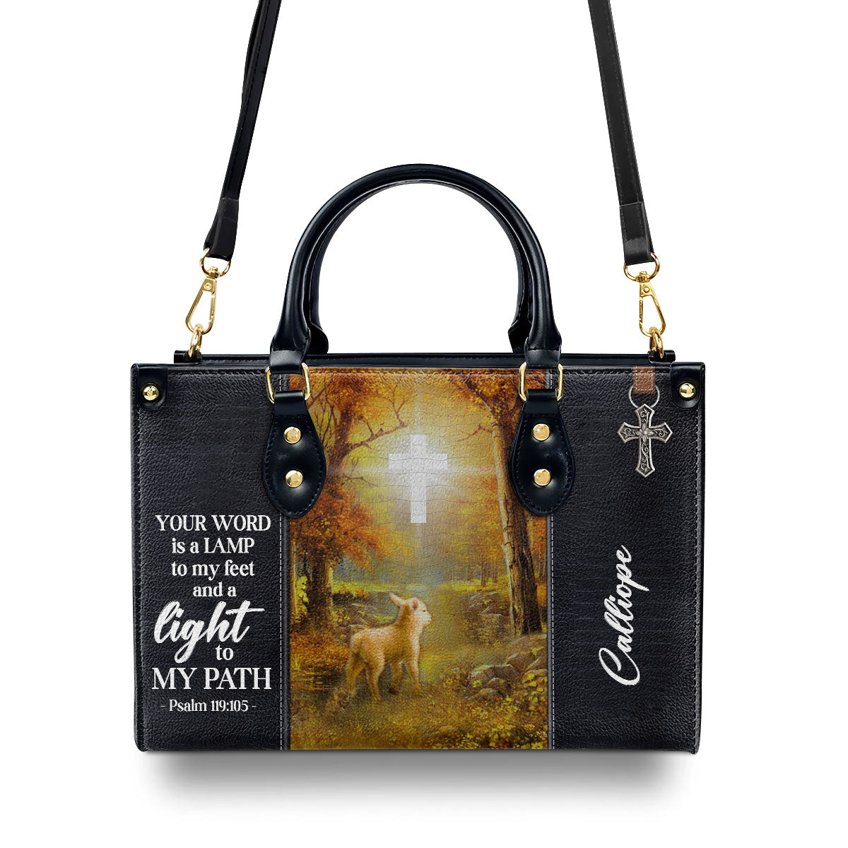 Your Word Is A Lamp To My Feet - Personalized Leather Handbag GMJSLB200107