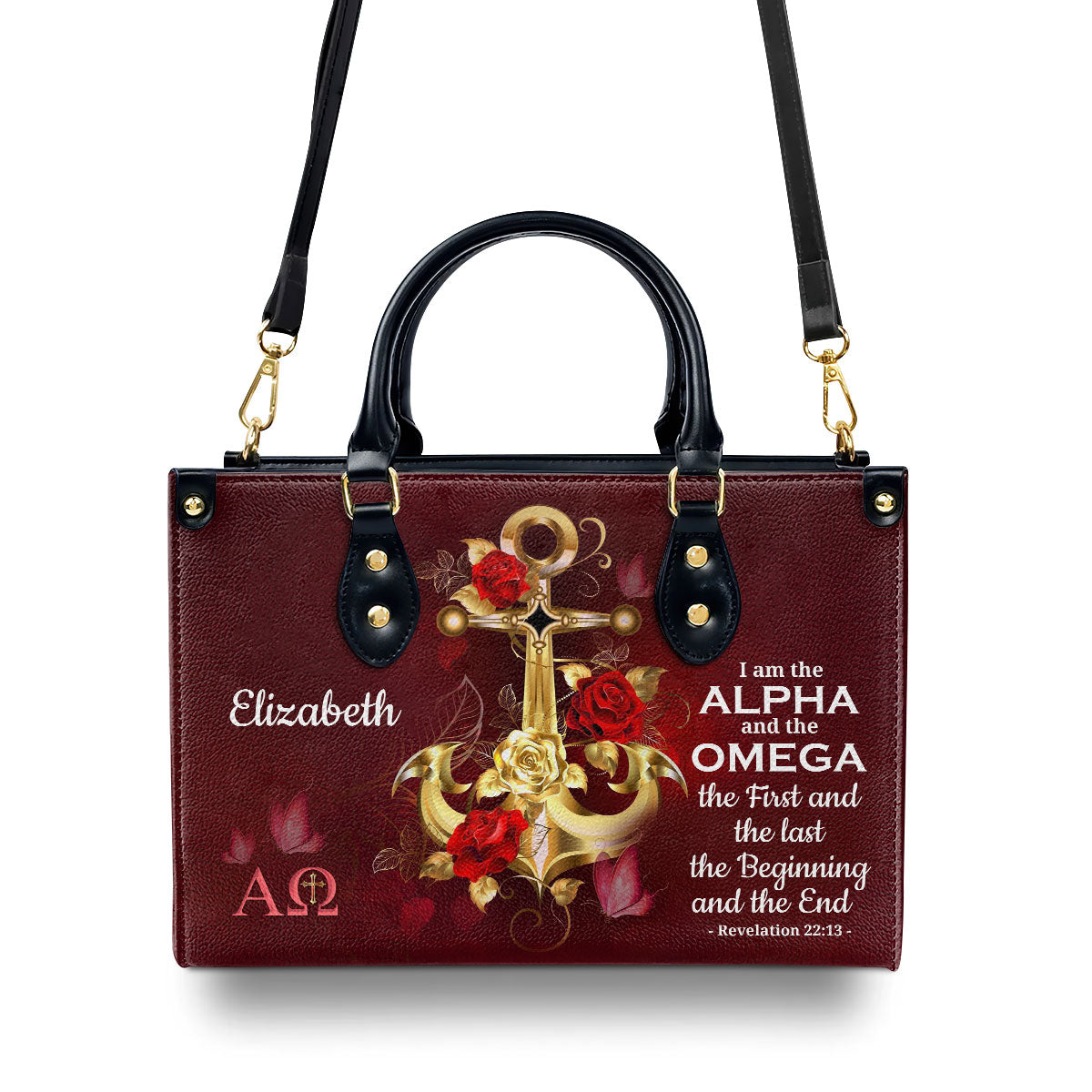 I Am The Alpha And The Omega - Personalized Leather Handbag GMJSLB200118