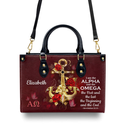 I Am The Alpha And The Omega - Personalized Leather Handbag GMJSLB200118