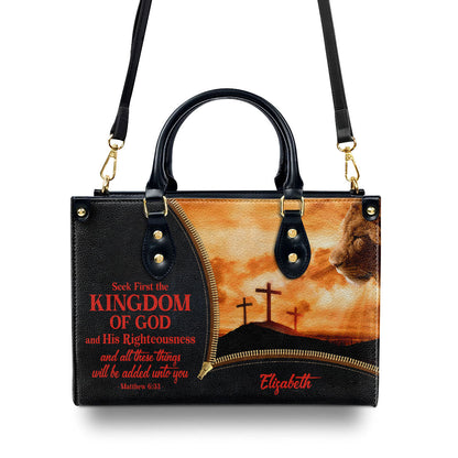 Seek First The Kingdom Of God - Personalized Leather Handbag GMJSLB200108