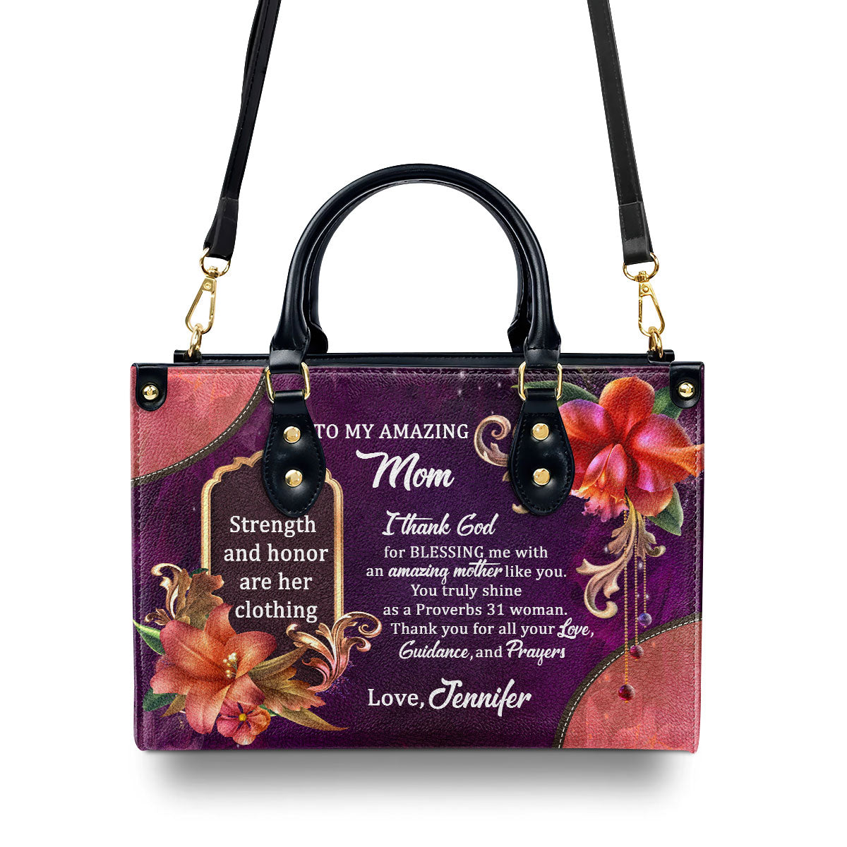 Faith-Inspired Gift for Mom - Personalized Leather Handbag GMJSLB200088