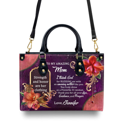 Faith-Inspired Gift for Mom - Personalized Leather Handbag GMJSLB200088