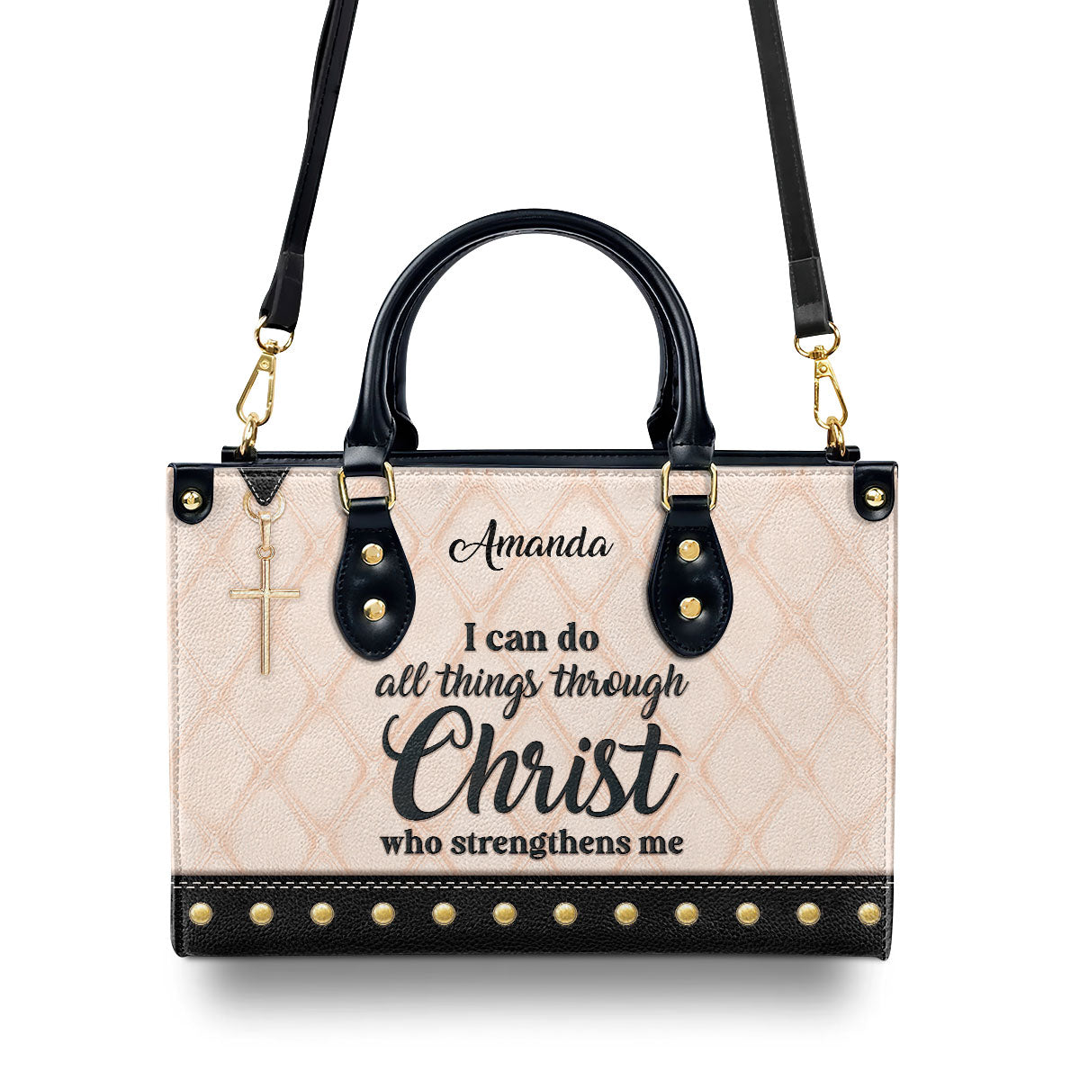 I Can Do All Things Through Christ - Personalized Leather Handbag GMJSLB200093