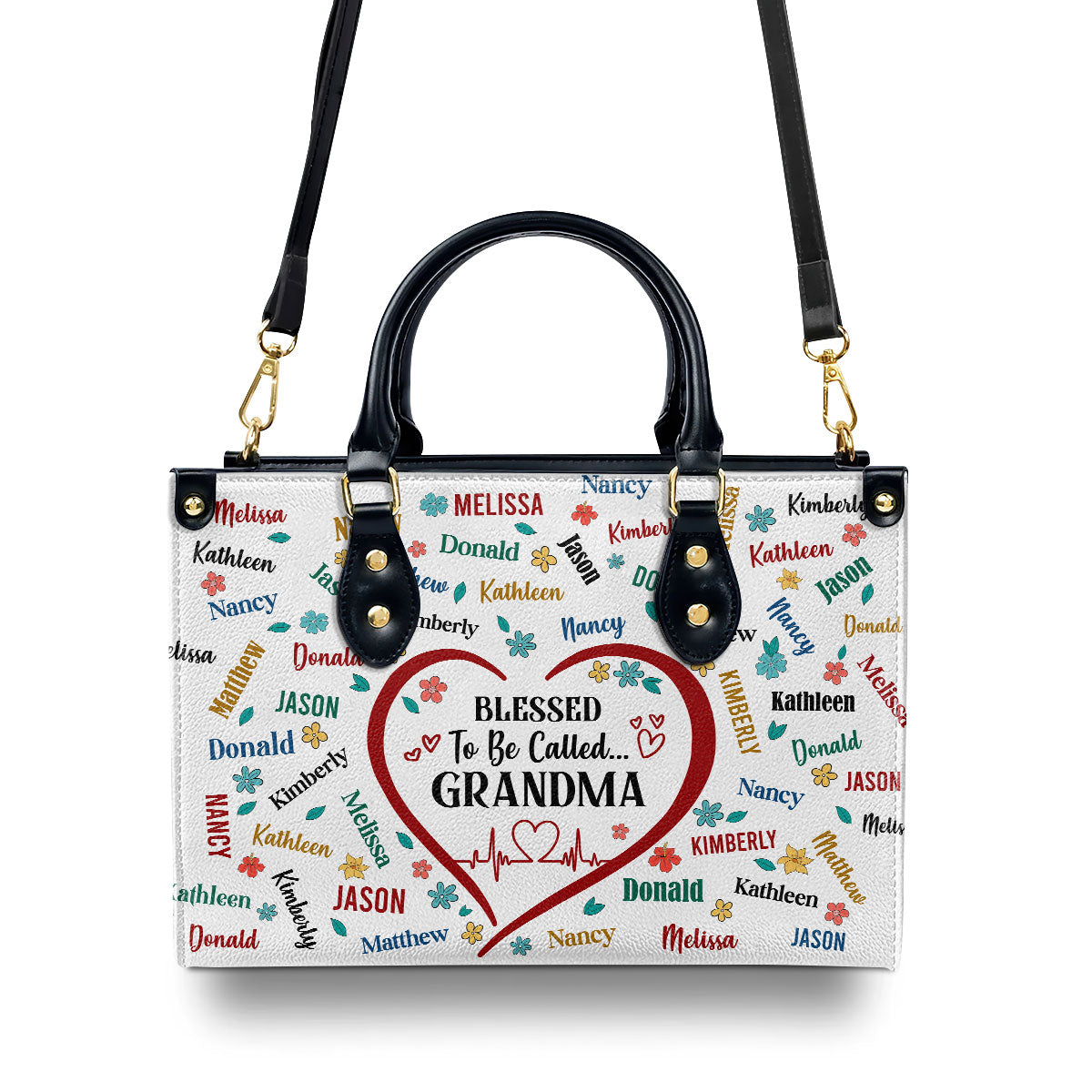 Blessed To Be Called Grandma - Personalized Leather Handbag GMJSLB200090