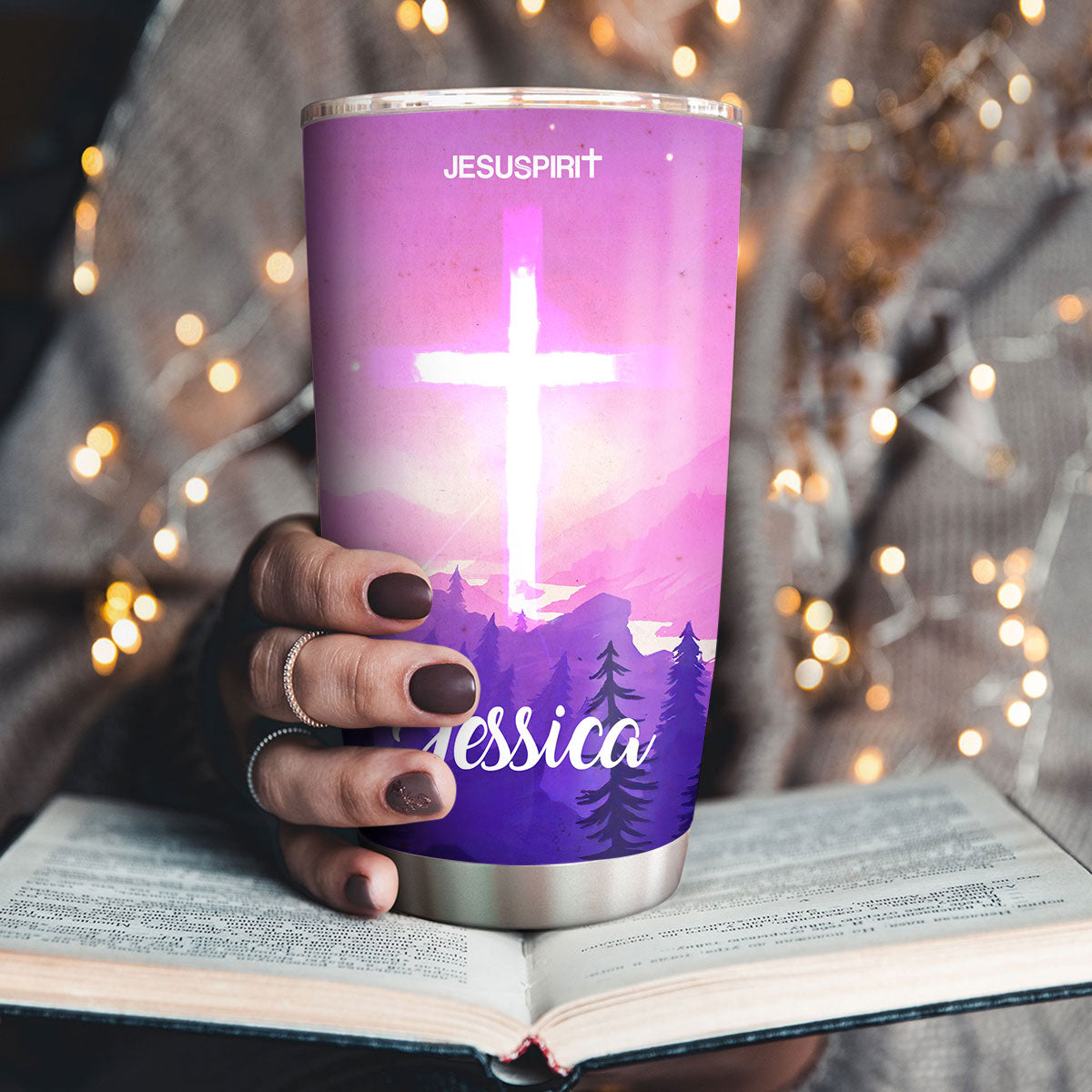God Thinks Of You - Personalized Cross Tumbler