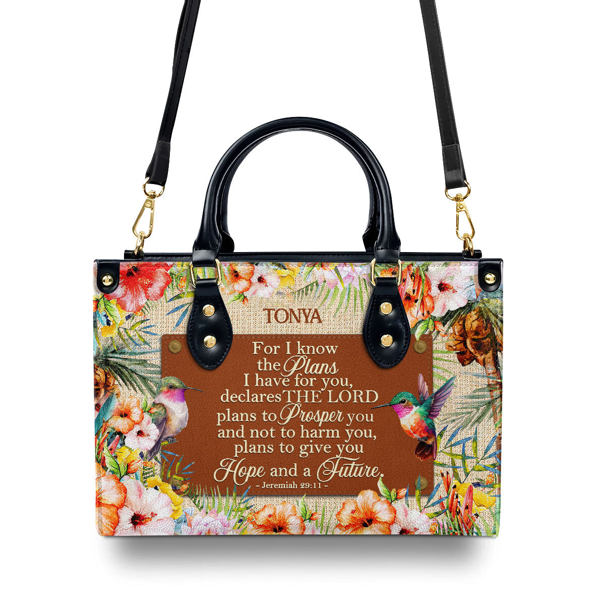 For I Know The Plans I Have For You - Personalized Leather Handbag GMJSLB200038