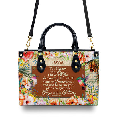 For I Know The Plans I Have For You - Personalized Leather Handbag GMJSLB200038