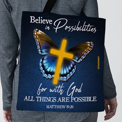 With God All Things Are Possible - Tote Bag - Inspirational Faith GTTJS10064