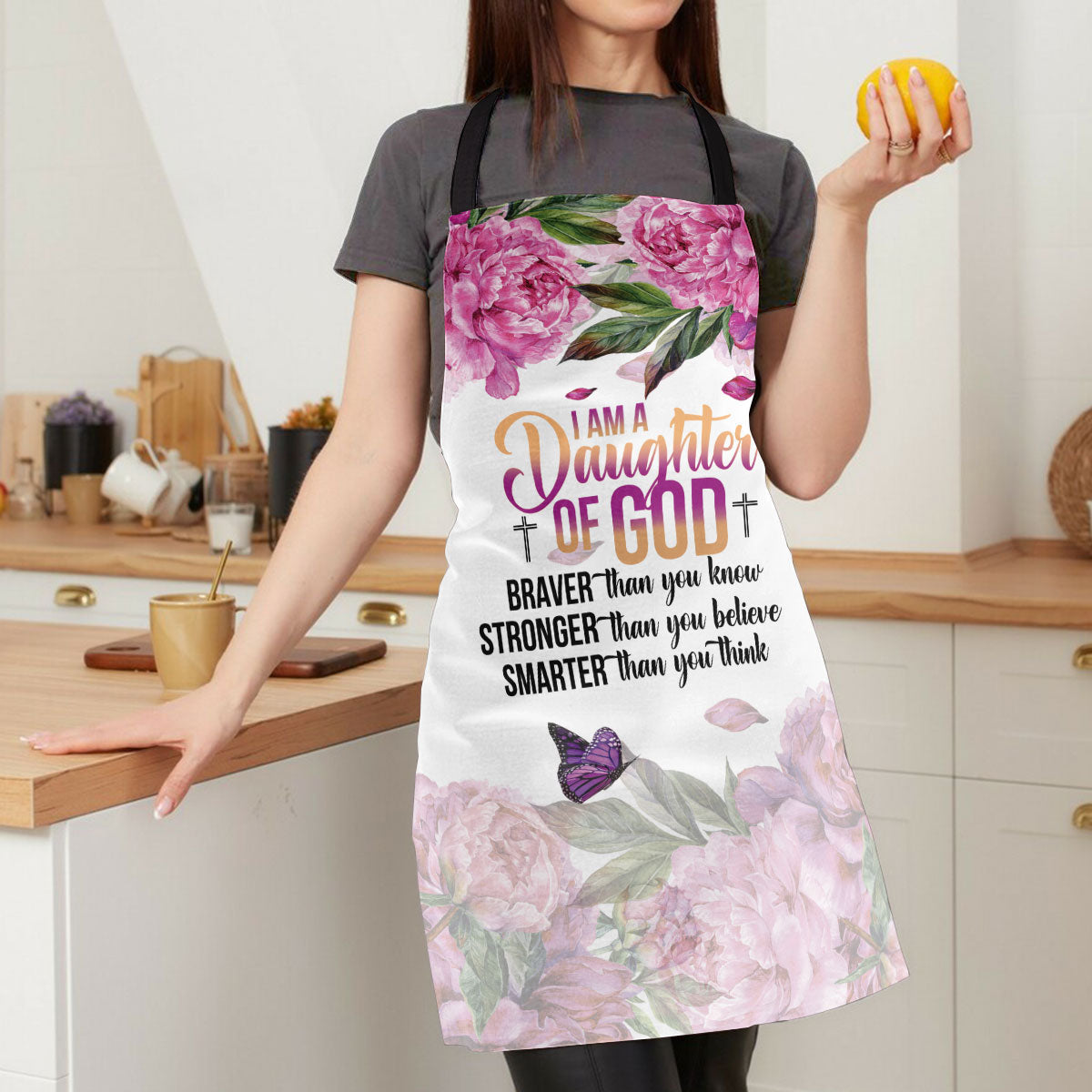 I Am A Daughter Of God - Apron With Tie Back Floral