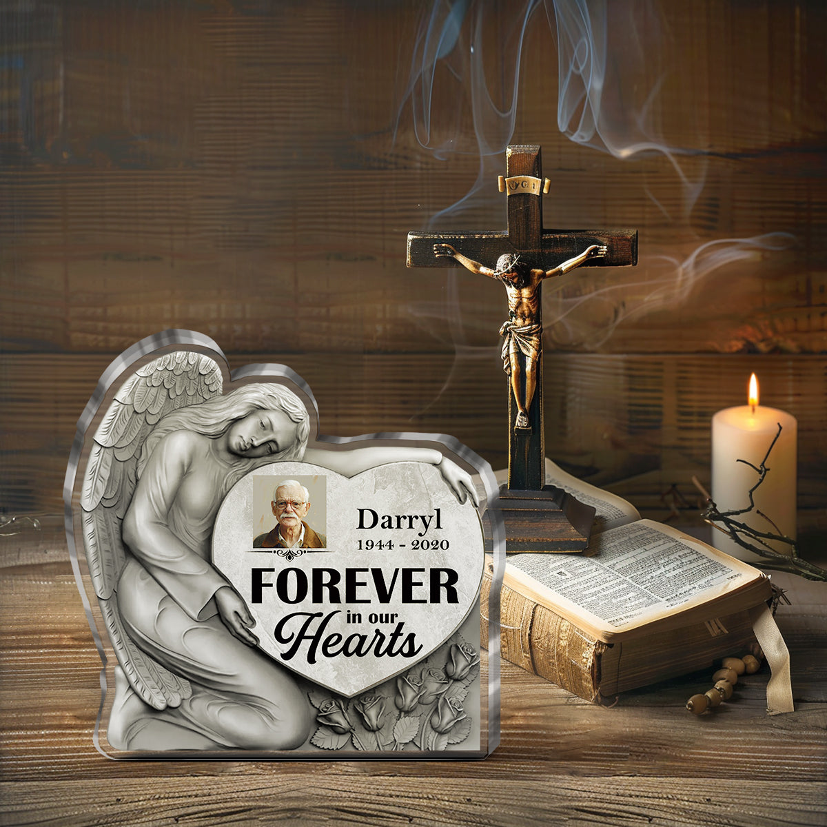 Forever In Our Hearts - Personalized Acrylic Memorial Plaque GAPJS10295