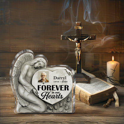 Forever In Our Hearts - Personalized Acrylic Memorial Plaque GAPJS10295