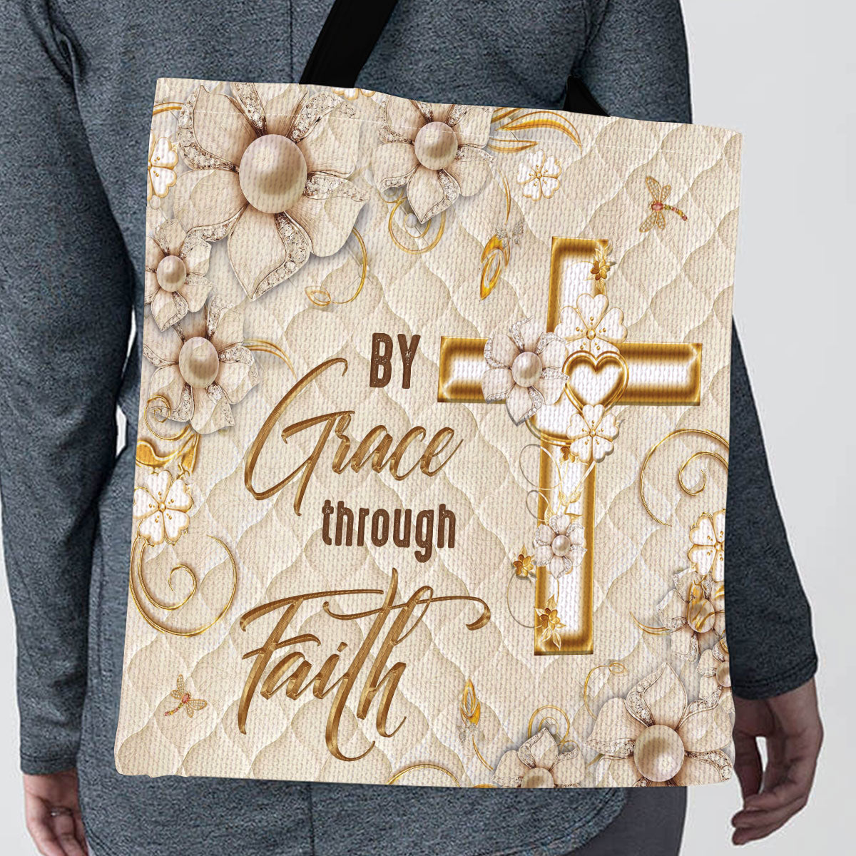By Grace Through Faith - Inspirational Cross Tote Bag GTTJS10211