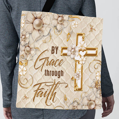 By Grace Through Faith - Inspirational Cross Tote Bag GTTJS10211