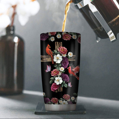 Faith-Inspired Stainless Steel Tumbler - 20oz Inspirational Floral Faith Design