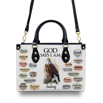 What God Says About You - Leather Handbag - Personalized Christian Gift for Women GMJSLB200074