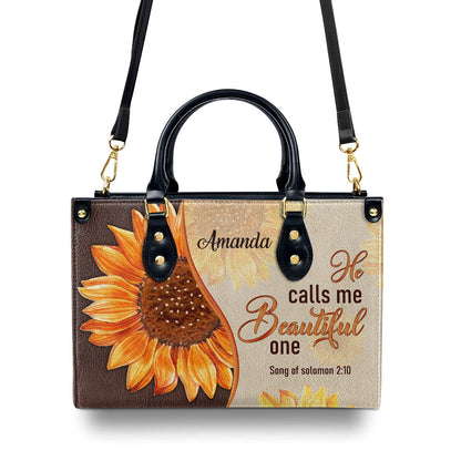 He Calls Me Beautiful One - Personalized Leather Handbag GMJSLB200081