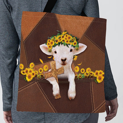 Faith-Inspired Cross and Lamb Tote Bag - Christian Gift for Women GTTJS10346