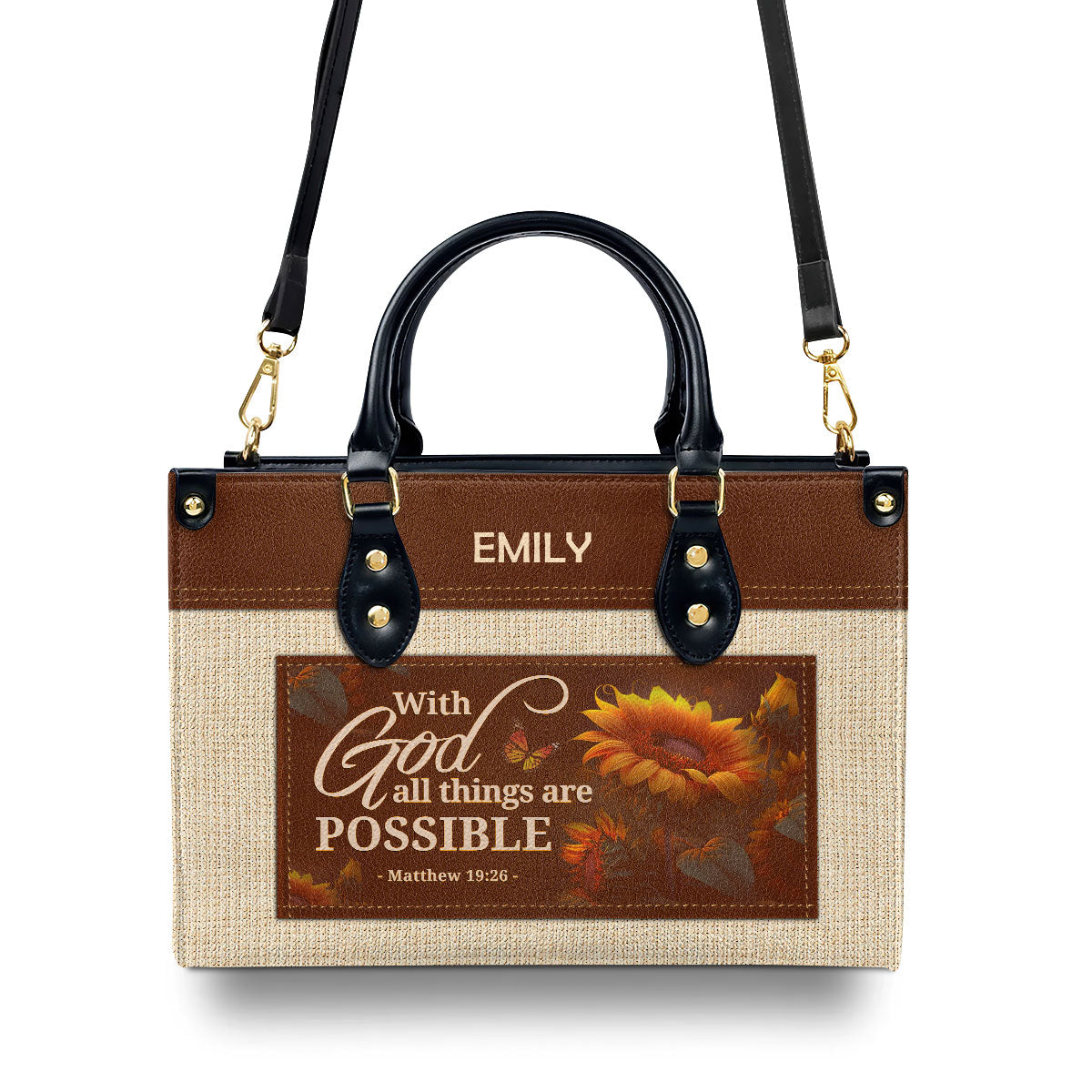 With God All Things Are Possible - Personalized Leather Handbag GMJSLB200010
